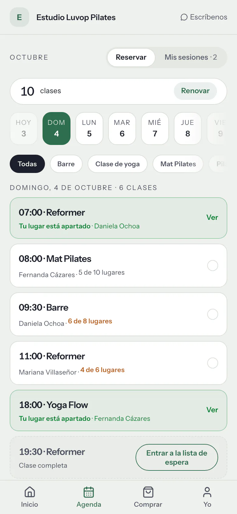 Elige su clase.