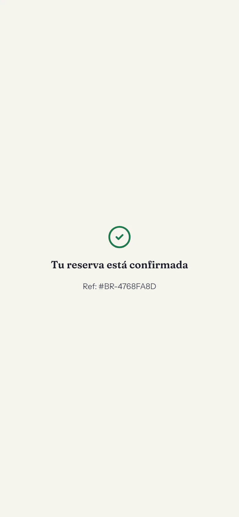 Pantalla de reserva confirmada